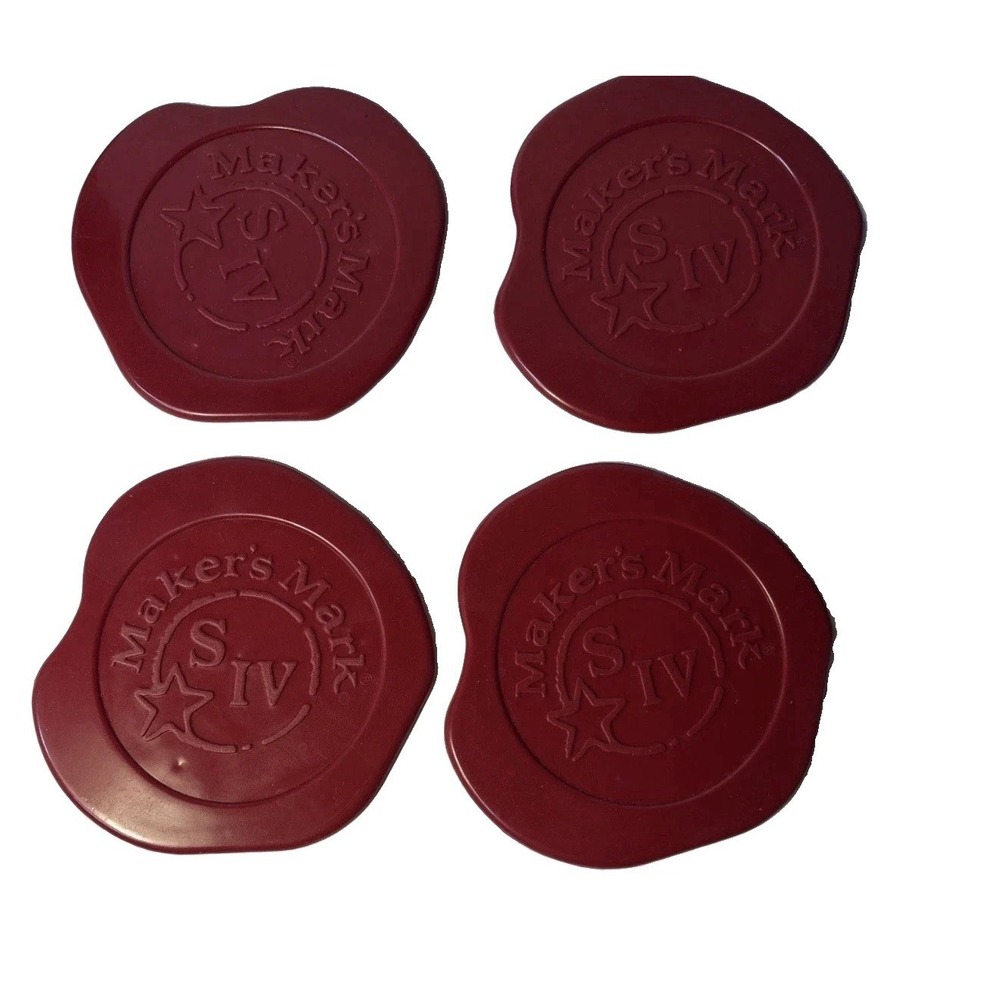 MAKER'S MARK S IV Bar Coaster Set  of Four Red Silicon Whiskey Drinks Cocktails